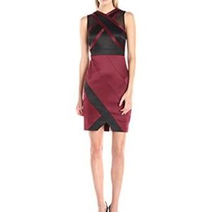 Jax burgundy black colorblock mesh dress sz 14